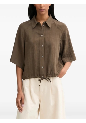 Marc O'Polo drawstring-hem vertical-stripe blouse - Brown