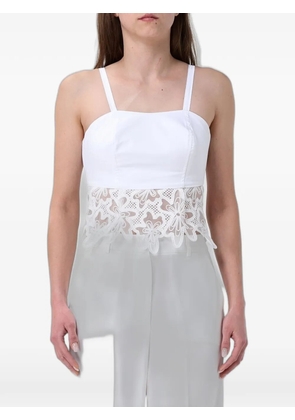 Hanita macramé-insert cropped tank top - White
