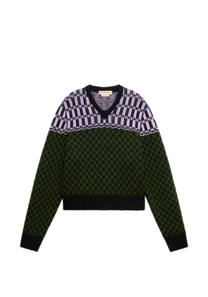 Marni jacquard-knit geometric-motif sweater - Green