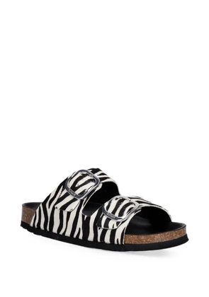 Scholl Noelle zebra-print buckled slides - White