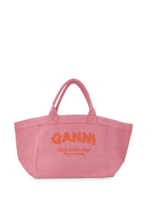 GANNI XXL Beach Resort embroidered-logo tote bag - Pink