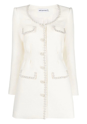 Self-Portrait crystal-embellished blazer dress - Neutrals