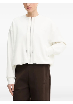 Trussardi logo-embossed zip-up sweater - White