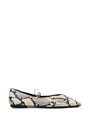 ALOHAS Sway snake-effect squared-toe ballet flats - Neutrals