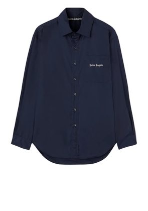 Palm Angels logo-embroidered cotton shirt - Blue