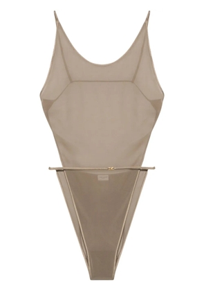 Saint Laurent backless georgette bodysuit - Neutrals