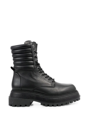 SERGIO MORETTI FIRENZE padded-collar lace-up ankle boots - Black