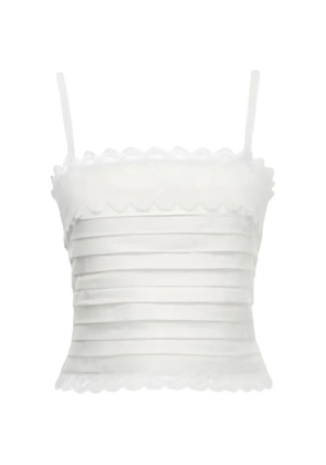 Waimari lace-trim pleated top - White