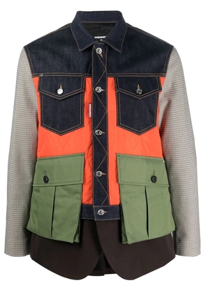 DSQUARED2 patchwork buttoned jacket - Blue
