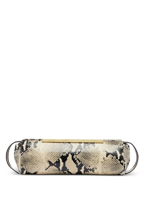 KHAITE snake-effect leather clutch bag - Neutrals