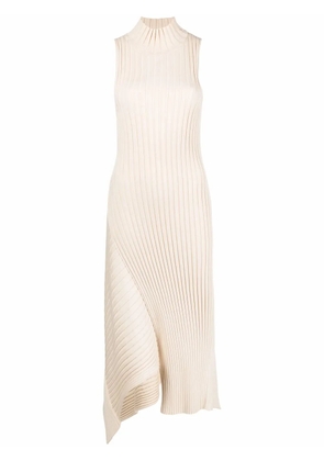 Stella McCartney asymmetric knitted sleeveless dress - Neutrals