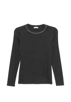 Peserico embellished-neck long-sleeve T-shirt - Grey