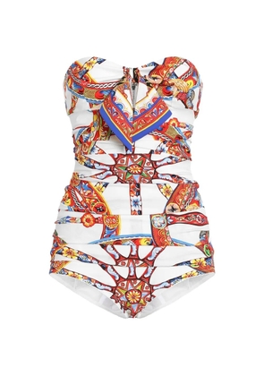 Dolce & Gabbana Carretto-print charmeuse top - White