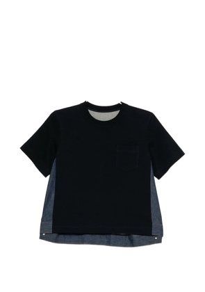 sacai denim x cotton T-shirt - Blue