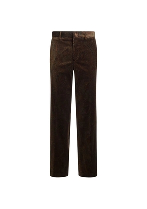 ETRO straight-leg cotton velvet trousers with Arnica motif - Brown