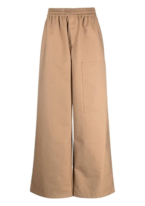 Off-White logo-embossed wide-leg trousers - Brown