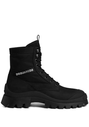 DSQUARED2 logo-print lace up boots - Black