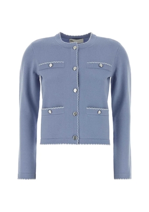 Tory Burch Kendra scalloped wool cardigan - Blue
