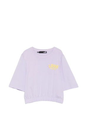 Love Moschino logo-print elasticated-hem T-shirt - Purple
