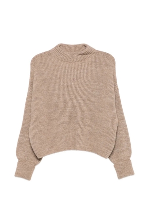 Closed ribbed-knit mock-neck sweater - Neutrals