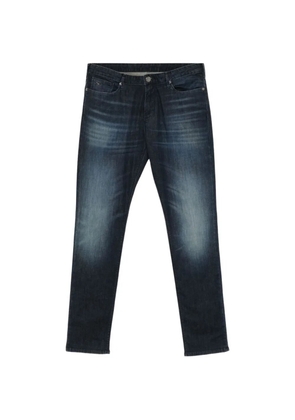Emporio Armani faded-effect whiskered jeans - Blue