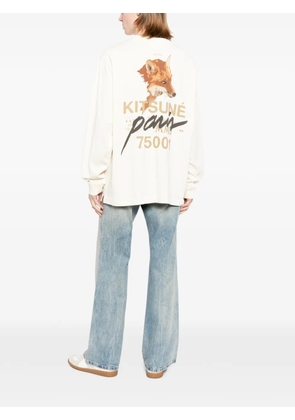 Maison Kitsuné fox-print long-sleeve T-shirt - Neutrals