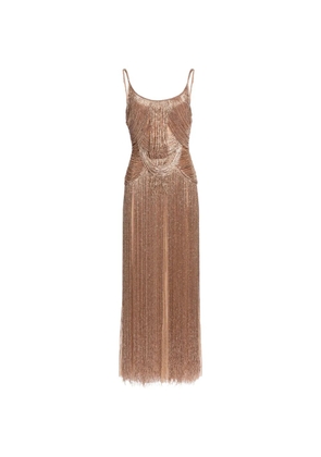 Elie Saab bead-embroidered fringed maxi dress - Gold