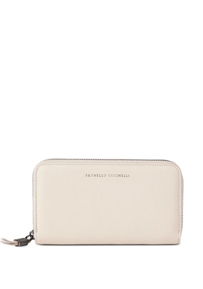 Brunello Cucinelli grained zip wallet - Neutrals