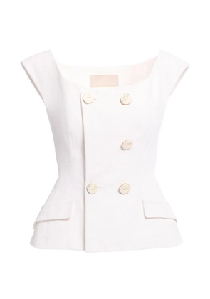 Elie Saab double-breasted piqué blouse - White