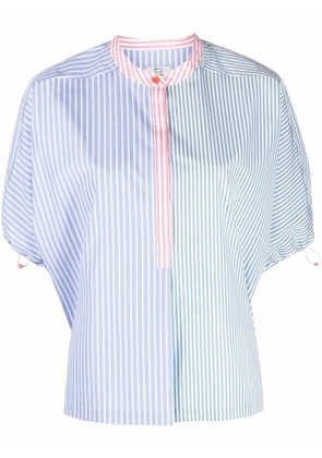 Woolrich contrast-panel striped blouse - Green