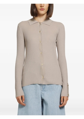 'S Max Mara ribbed-knit polo-collar cardigan - Neutrals