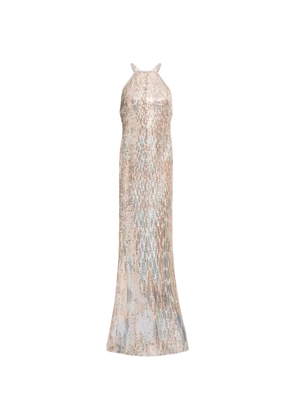 Elie Saab sequin-embellished halter-neck maxi dress - Gold