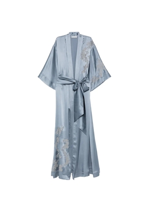 Carine Gilson lace-trim silk robe - Blue