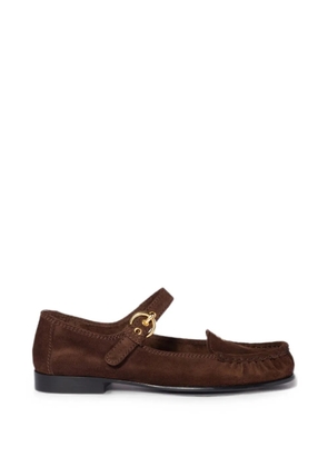 Miu Miu suede loafers with buckle - Brown