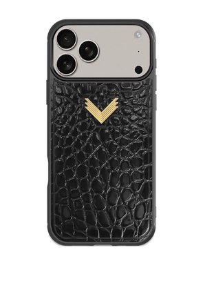 VELANTE crocodile-texture iPhone 17 Pro phone case - Black