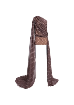 Elie Saab polka-dot draped mini dress - Brown