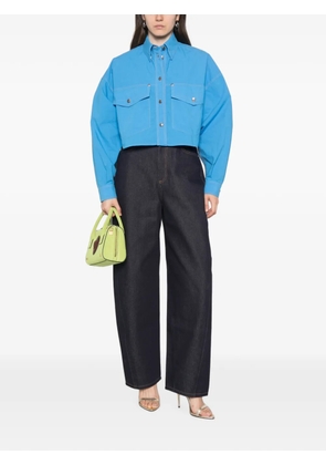 Versace pointed-toe cropped jacket - Blue