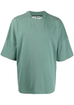 Palm Angels logo-print over T-shirt - Green