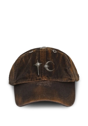 THUG CLUB two-tone washed logo-plaque cap - Brown