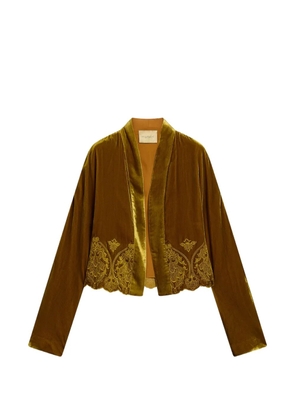 MOMONÌ Asa Spencer embroidered velvet jacket - Brown