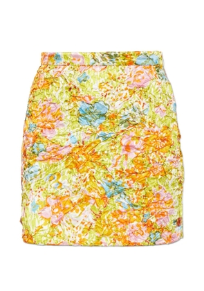 Versace floral-print crinkled mini skirt - Green