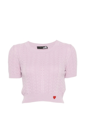 Love Moschino heart-embroidered T-shirt - Purple