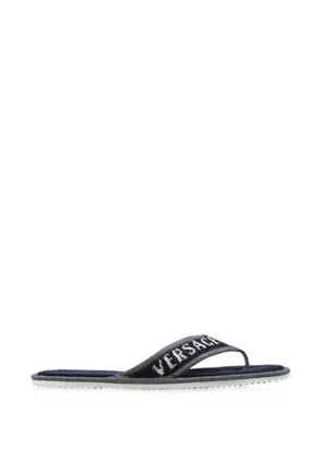 Versace Home logo-embroidered terry slippers - Blue