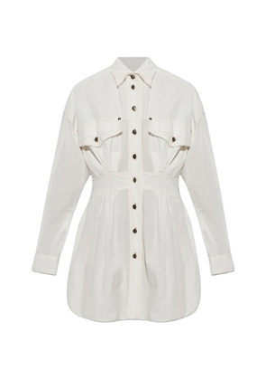 Versace contrast-stitch shirt mini dress - White