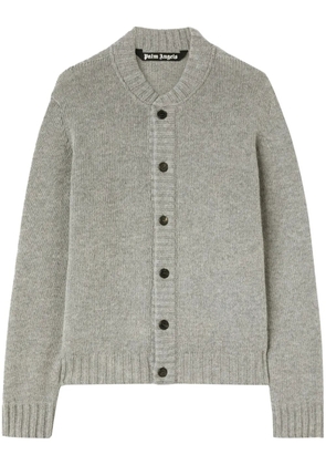 Palm Angels curved-logo wool-blend cardigan - Grey