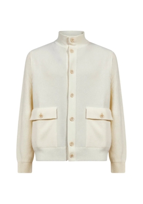 Lardini ribbed-knit high-neck jacket - Neutrals
