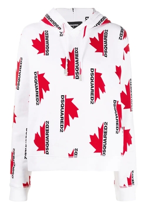 DSQUARED2 loose-fit logo-print hoodie - White