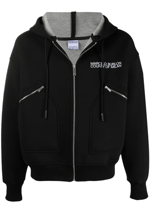 COUNTY OF MILAN logo hooded bomber jacket - Black