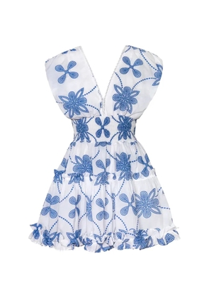 Waimari Giselle embroidered ruffled mini dress - White