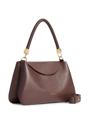 Coccinelle Tiggy braided-handle pebbled leather tote bag - Brown